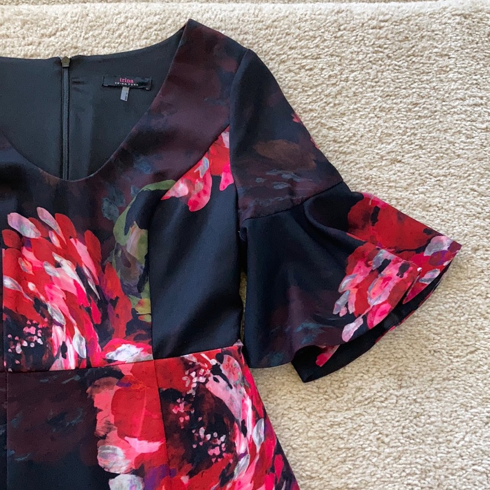 Trina Turk Float V Neck Ruffle Sleeve Dress - Picture 3 of 9